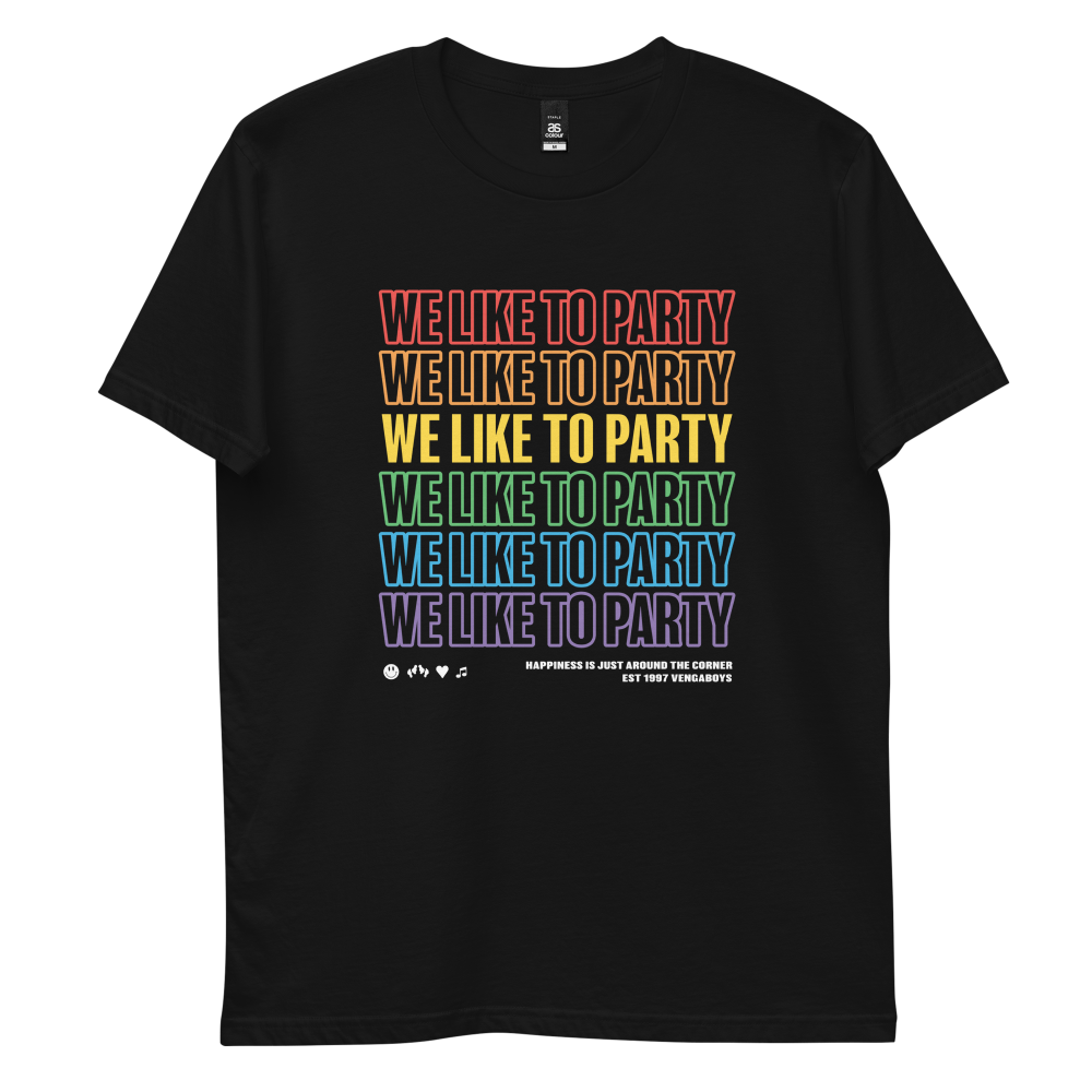 We Like To Party Rainbow Black T-Shirt