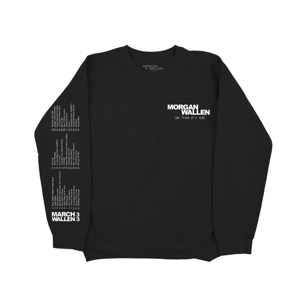 One Thing At A Time Album Cover Black Crewneck Front