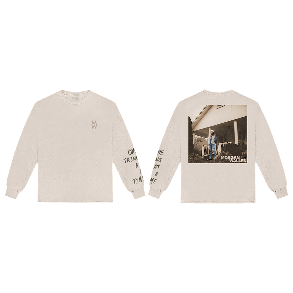 One Thing At A Time Album Cover Off-White Long Sleeve T-Shirt Front and Back