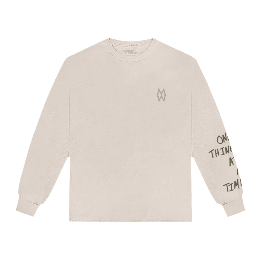 One Thing At A Time Album Cover Off-White Long Sleeve T-Shirt Front